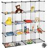 Relaxdays Scaffale Componibile Rete Metallica, 16 Scomparti, DIY, Cubi in Ferro