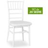 okaffarefatto Set da 20 Sedie Chiavarine Plastica bianche con cuscino antiscivolo bianco