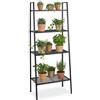 Relaxdays Scaffale a Scala in Metallo Nero, 4 Ripiani a Rete, 148x60x35 cm per S