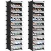SONGMICS Scarpiera a 10 Scomparti, Set di 2, Scaffale Componibile in Plastica, A