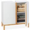 Relaxdays Mobile Sottolavabo, 2 scomparti, Armadietto da Bagno in MDF e Bambù, p
