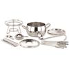 APS 65060 Set di Ciotole per fonduta e pinze da Fuoco, Coperchio in Acciaio Inox