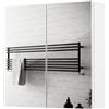Meerveil Armadietto da bagno con specchio, mobiletto da parete con 2 ante e 2 ri