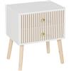 Relaxdays Comodino 2 Cassetti Effetto Legno HLP 47x40x30 cm Bianco-Naturale