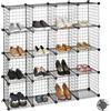 Relaxdays Scaffale Componibile Rete Metallica, 16 Scomparti, DIY, Cubi in Ferro