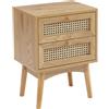BAÏTA Comodino INES effetto rovere e cannage rattan con 2 cassetti