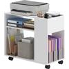 HOMCOM Mobile per Stampante con Ruote, Vani Aperti, Ripiano, 70x36x60 cm, Bianco