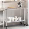 vidaXL Tavolo Lavoro Cucina con Ripiano 110x55x120 cm Acciaio Inox vidaXL