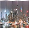 vidaXL Legno Abete Paravento Pieghevole Stampa New York Notte 120x170cm Separè vidaXL