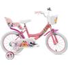 BricoShop24 Bicicletta Bambini 16" Principesse Disney Rosa Rotelle Cestino Sedile