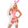Obsessive Costume Sexy Coniglietta Obsessive Set Intimo Reggicalze Rosa Bianco Bunny Donna
