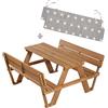 roba Panca con Tavolo per Bambini Picnic + Cuscini - per Esterno e Giardino - Resistente alle Intemperie - 4 Posti - per Campeggio - Motivo con Stelline - Legno Naturale