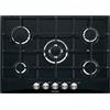 Glem Gas Piano cottura 5 Fuochi incasso a gas 1 Tripla Corona 70 cm Nero GT755BK