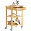 SoBuy Carrello da Cucina in Bambù Carbonizzato - Mobile da Cucina con Ruote e Ca