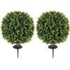 HOMCOM Set 2 Piante Finte di Bosso 40cm con Picchetto per Interno ed Esterno