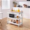 Yaheetech Carrello da Cucina Bianco a 3 Ripiani con Ruote Cassetto Carrello di S