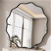 BEAUTYPEAK - Specchio rotondo da 90 cm, specchio da parete con bordo ondulato, c