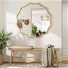 BEAUTYPEAK - Specchio rotondo da 90 cm, specchio da parete con bordo ondulato, c