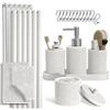 Clara Clark Set da bagno bianco - Set da bagno con tenda da doccia e tappeti, se