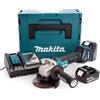 Makita SMERIGLIATRICE ANGOLARE BATTERIA DGA513RTJ MAKITA MM 125 VOLT 18X2 AH 5,0 + ...