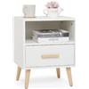 Mondeer Comodino, Legno, Bianco, 40x30x51cm