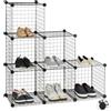 Relaxdays Scaffale Componibile Rete Metallica, 6 Scomparti, DIY, Cubi in Ferro a