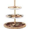 Relaxdays Alzata Portafrutta Cucina, Alzatina Bambù e Ceramica, 3 Piani, Vassoio