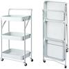Megashopitalia Carrello Cucina Pieghevole Multiuso con Manico 3 Ripiani Cestelli