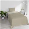 Italian Bed Linen Completo Letto 100% Cotone Natural Color, Una Piazza e Mezza, Tortora/Panna