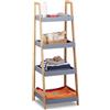 Relaxdays Scaffale Bagno, 4 Mensole, Libreria in Legno, Mobiletto a Colonna, Alt