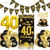 Does not apply Kit Decorazioni Compleanno 40 Anni - Palloncini Neri Oro, Striscione Buon Comple