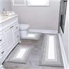 Bsmathom Set di 3 tappeti da bagno antiscivolo e assorbenti, in morbida microfib