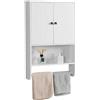 Yaheetech Armadietto/Mobiletto Bagno Sospeso Bianco Cucina Salvaspazio Pensile d
