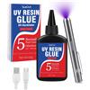 YumCraft 60g Resina UV con Lampada UV Colla UV con Luce Ricaricabile 5 Secondi Adesivi di