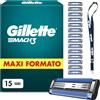 Gillette Mach3 Base 15 Lamette Di Ricambio Per Rasoio Barba Mach 3 Con Striscia