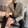 Blazer Uomo Beige Check Slim Fit Elegante Casual Giacca NX81BL