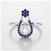 Senza marchio Anello di fidanzamento in argento 925 con pietre preziose zaffiro blu Ceylon ...