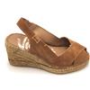 Vidorreta 0310 sandalo camoscio cognac cinturino elastico zeppa corda 8cm S