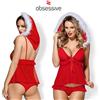 Obsessive Sexy Babydoll Rosso con Slip e Cappuccio Natalizio Costume Set Xmas