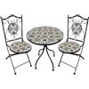 LBSIGN Set Bistrot Tavolo Maioliche D60xH75 Con 2 Sedie Pieghevoli Fiocco