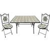 DFL Set Da Pranzo Tavolo Maioliche Rettangolare 120x80 Con 2 Sedie Pieghevoli Flora