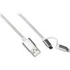 Cavo Dati Carica USB 2in1 Lightning Micro USB Tela Intrecciata Fast
