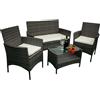 Avanti Trendstore Set di mobili da giardino ANDRIA in polyrattan, divano, 2 poltrone e 1 tavolino