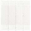 HOMCOM Paravento 4 Ante Pieghevole per Interni Intrecciato, 160x170 cm, Bianco