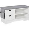 HOMCOM Scarpiera Salvaspazio Panca Scarpiera in Legno Bianco Mobile Scarpiera