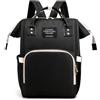 Herzberg Baby Diaper Bag - Multifunction Diaper Bag, Mommy Organized Travel Baby Bag, Essentials for Baby Girl And Boy, Backpack with Insulated Pockets And Side Bottle Pockets - Black, blacko