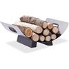 Relaxdays Cesto porta-legna acciaio inox cassa cassetta contenitore per legname moderno HxLxP: 16 x 41 x 33 cm argento