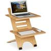 Relaxdays Supporto Pc da Scrivania, Ausilio per Lavorare in Piedi, Leggio Laptop, 2 Ripiani, Regolabile, bambù, Naturale