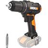 WORX WX370.9 - Trapano avvitatore a percussione a batteria, 20 V, 50 Nm, 2 marce