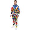 Smiffys Costume ufficiale Rubik Cube, tuta da ginnastica, colorato, stile retrò anni '80 e '90, con giacca e pantaloni da jogging per uomo, per festival, Halloween o feste a tema, taglia L